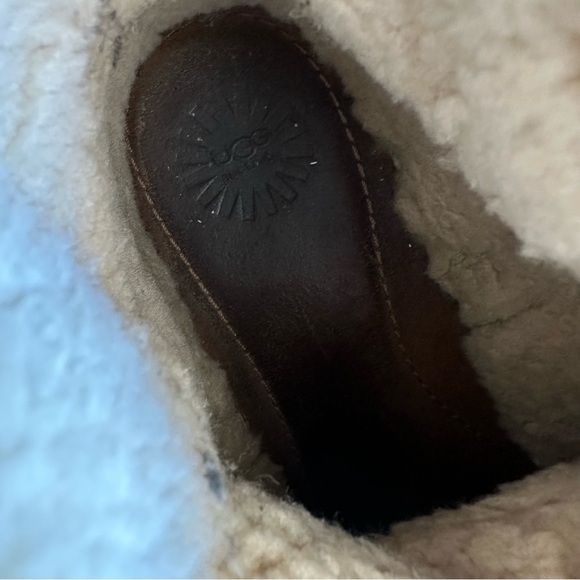 UGG Cove Brown Leather Winter Ankle Boots Womens Wraparound Lace - Picture 12 of 12